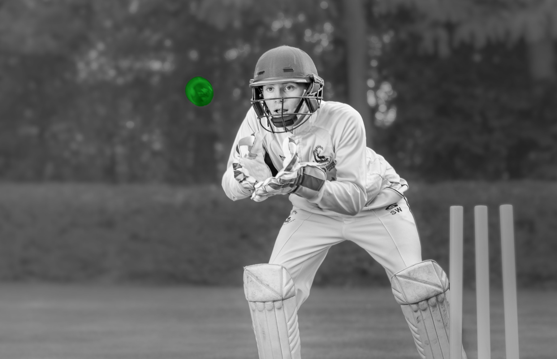 student ready to catch a ball