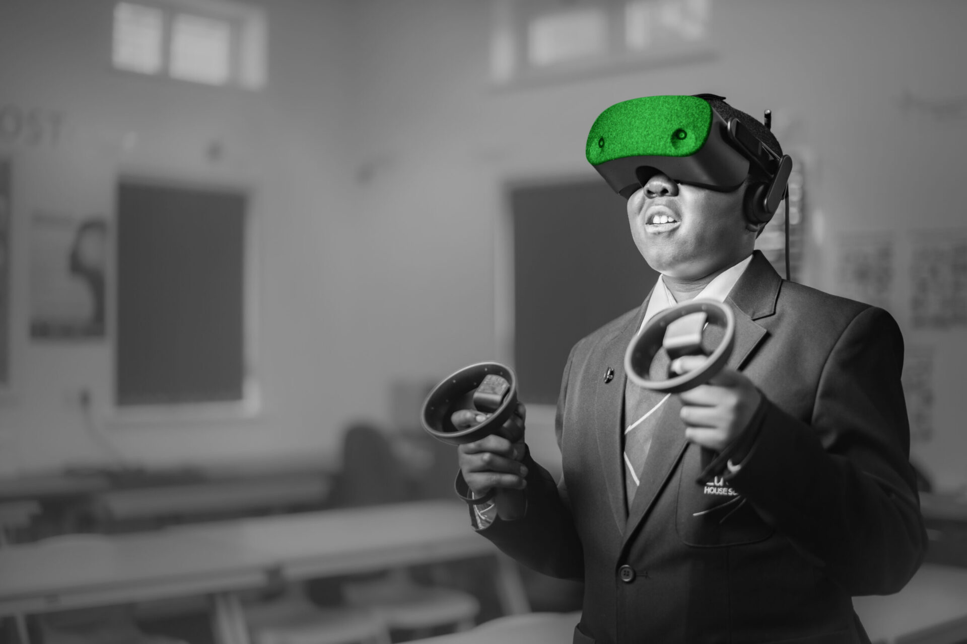 Boy using VR technology