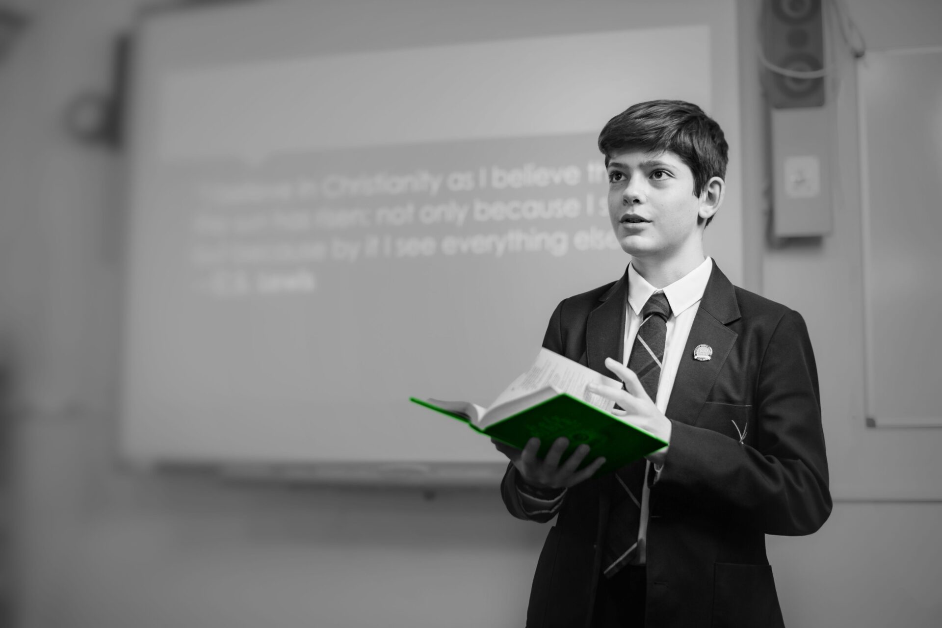 student reading a book