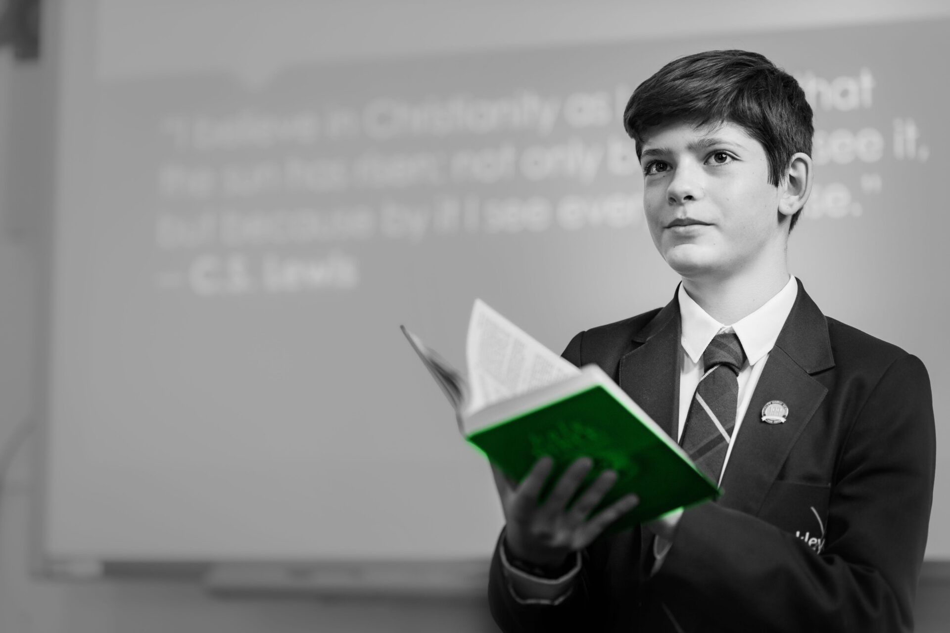 student reading a book