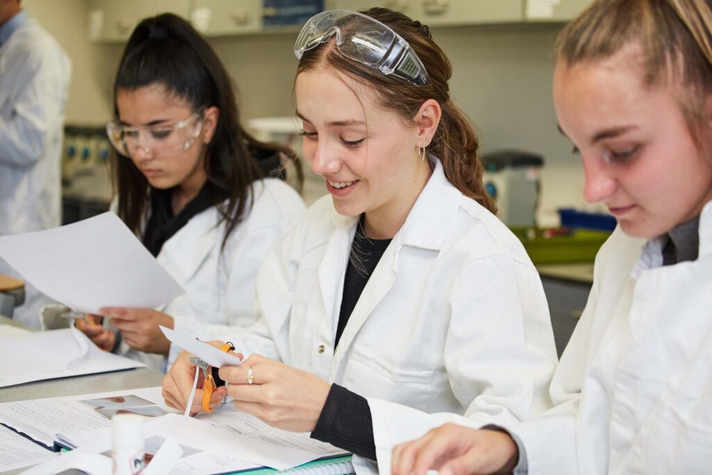 students in lab coats