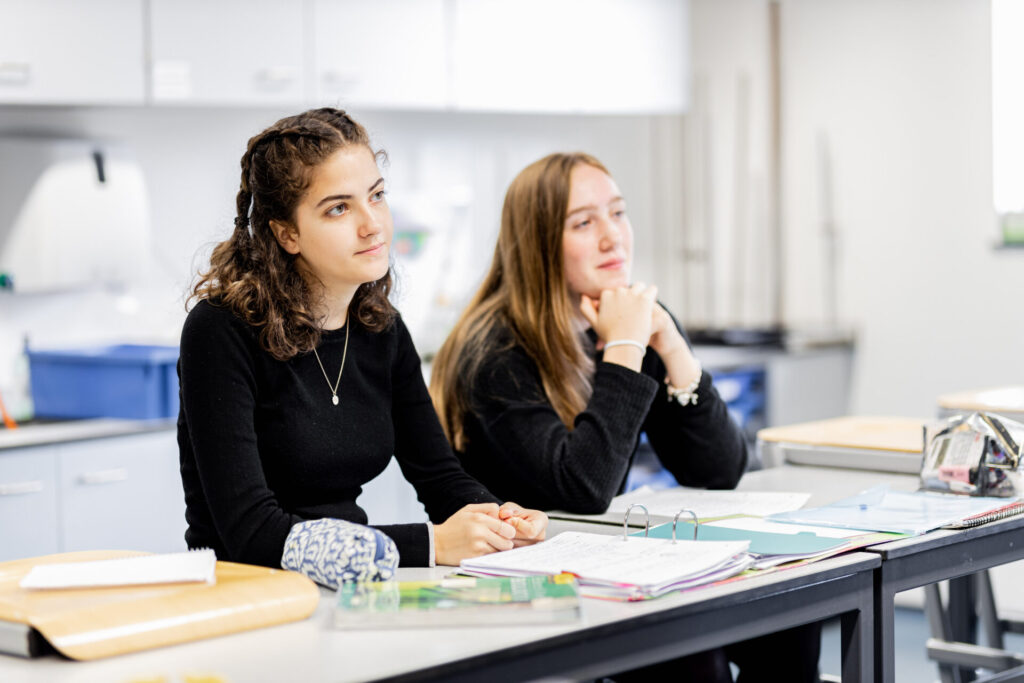 2 students sat in the classroom