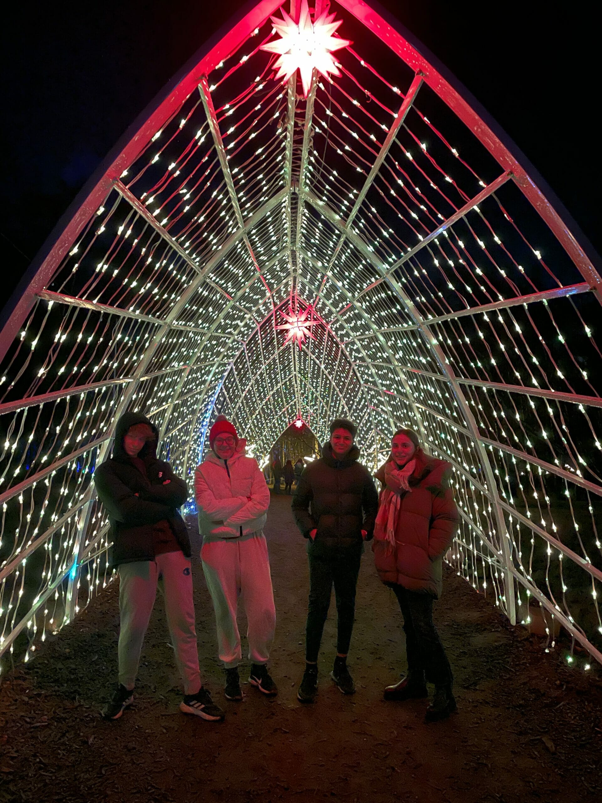 students at the winter light trail