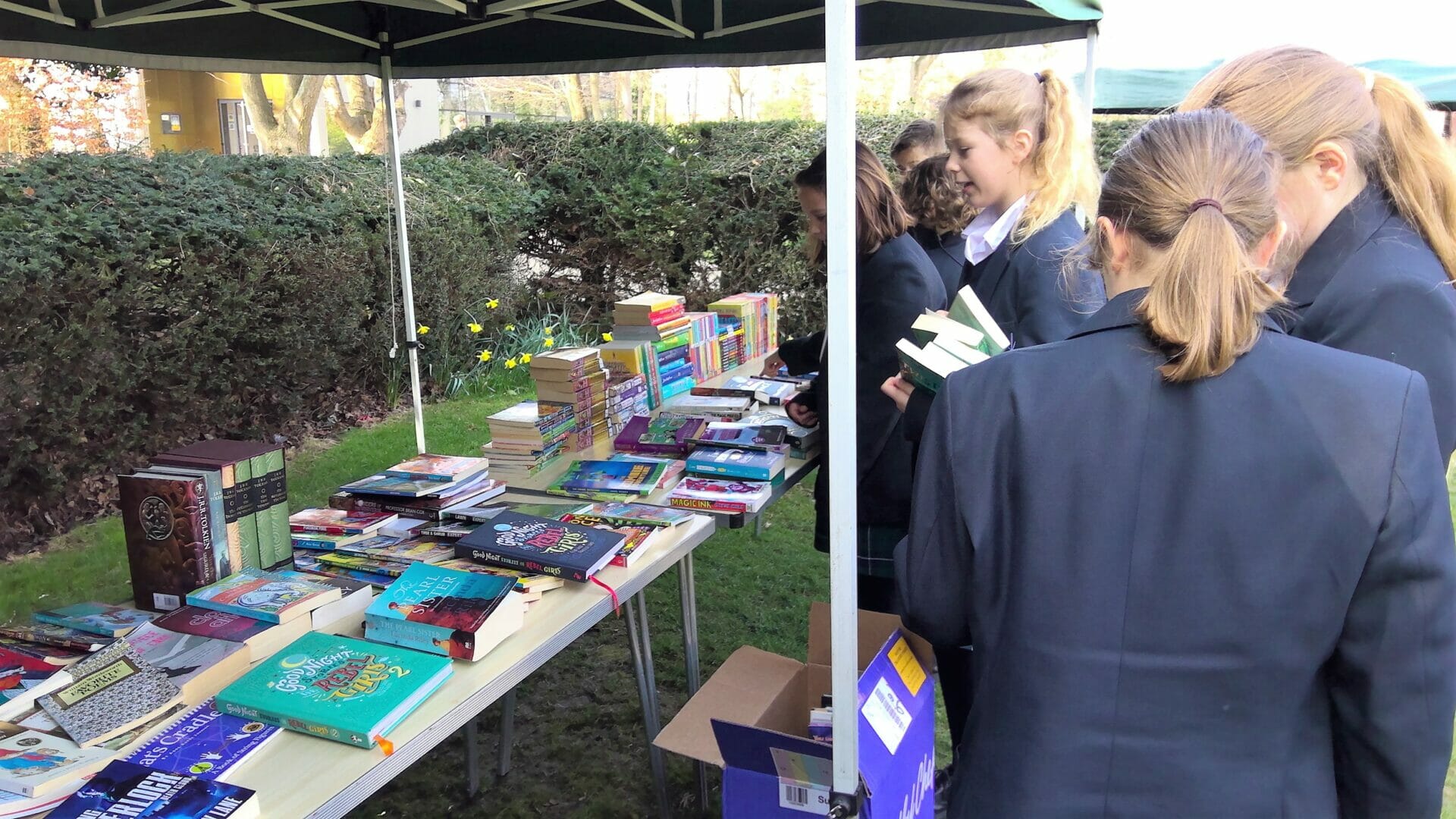 children at a book stall