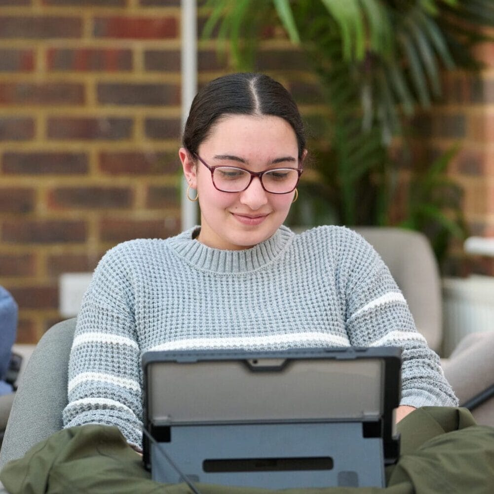 student using an iPad